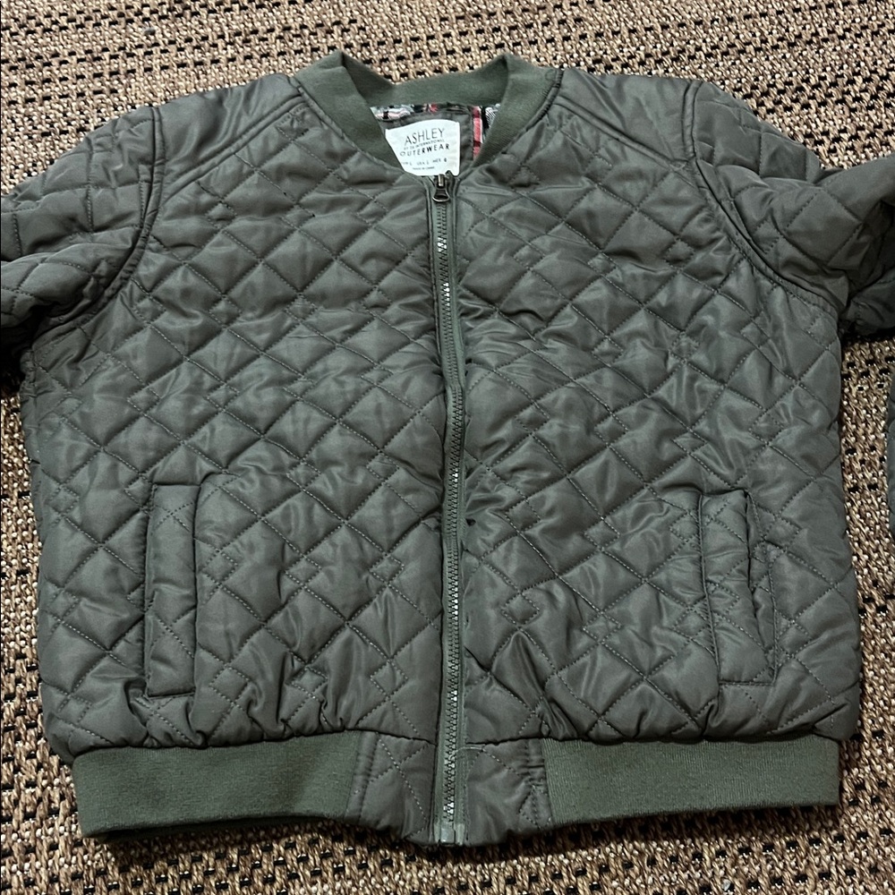 Ashley By 26 International Olive Quilted Bomber Jacket - Picture 4 of 6